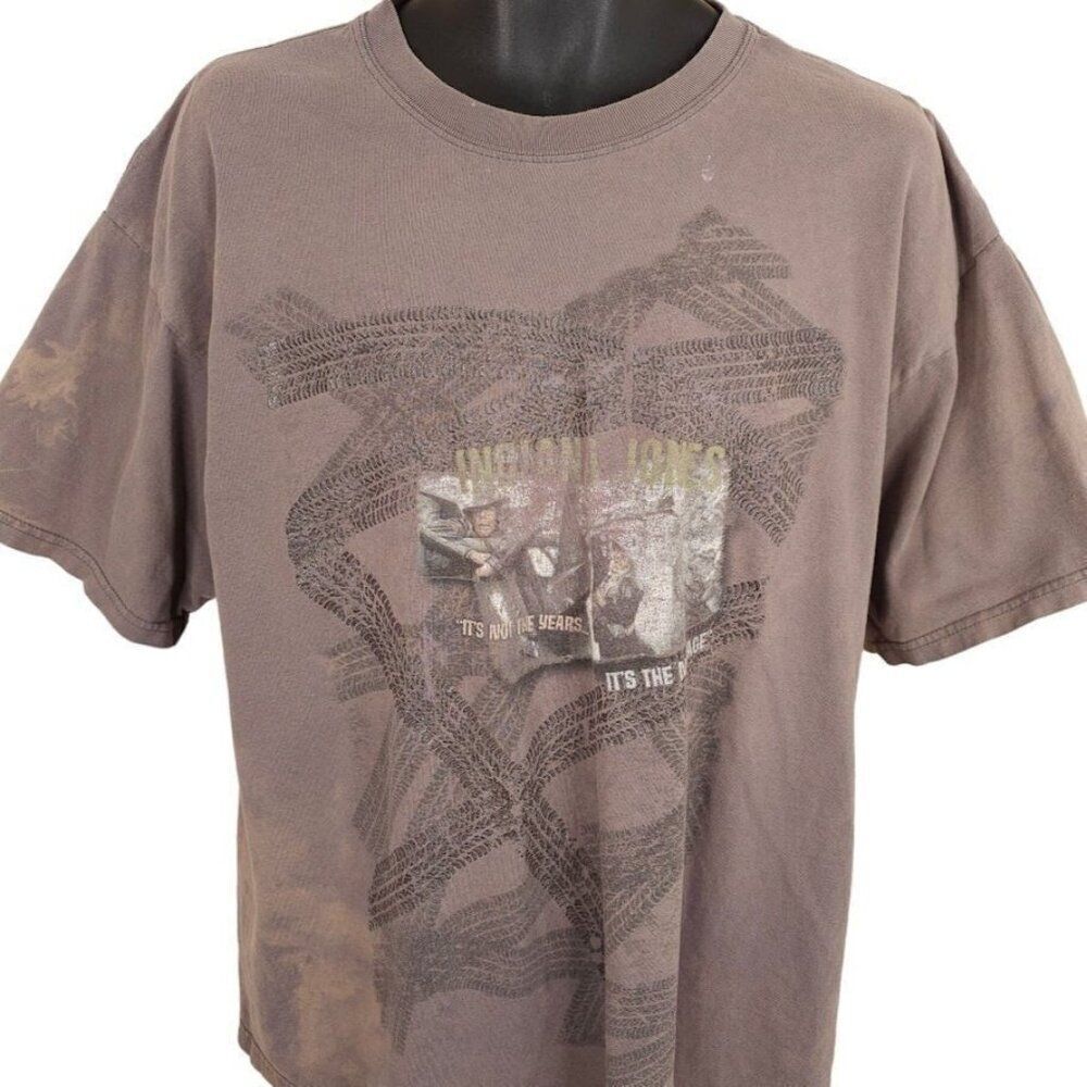 Vintage Indiana Jones T Shirt Mens Size XL Brown 90s Disney Action Film Movie